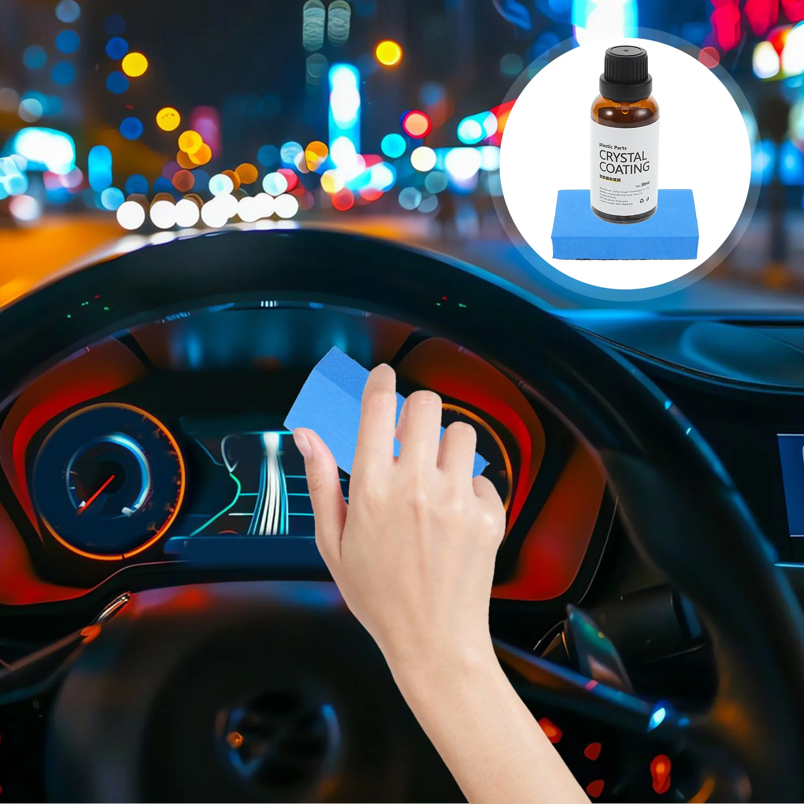 

Plastic Restorer for Cars Ceramic Coating Interior Dashboard Foam Applicator Long-Lasting Shine Protection Easy Apply 30ml