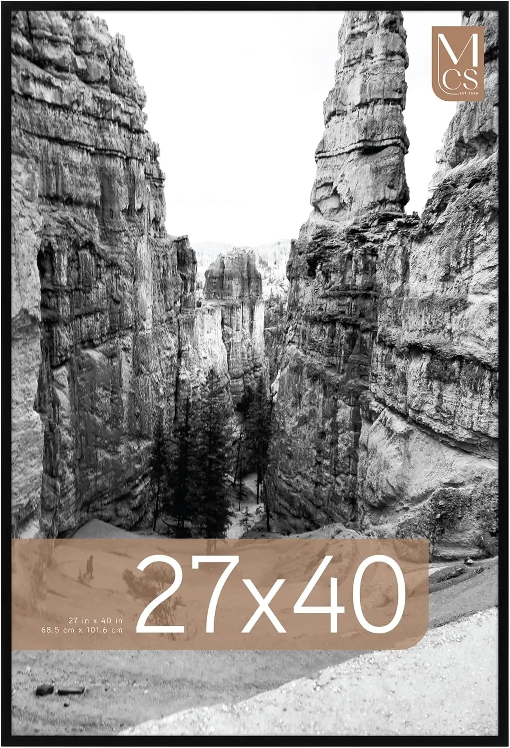 

27x40 Inch Large Picture Frame for Movie Posters & Artwork, Black High-Gloss Wall Hanging Frame with Easy Setup (1-Pack)