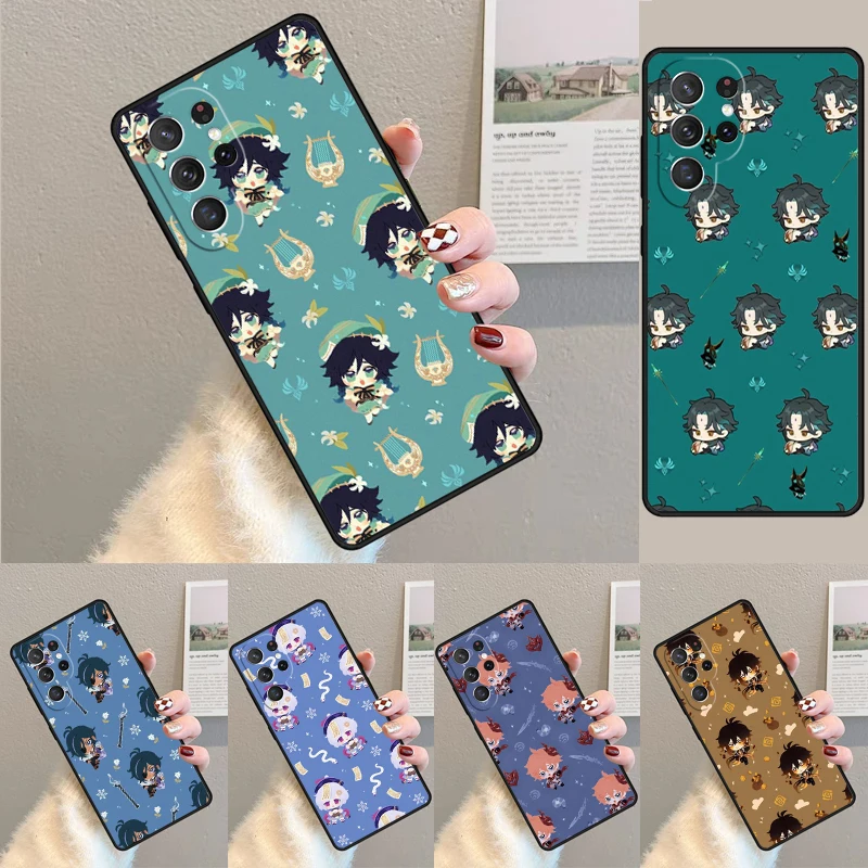 Niedliche Cartoon Genshin Impact Handyhülle für Samsung Galaxy Note 10 Pro S26 Ultra S23 S24 FE S25 S21 S22 PLUS Stoßfeste Schutzhülle