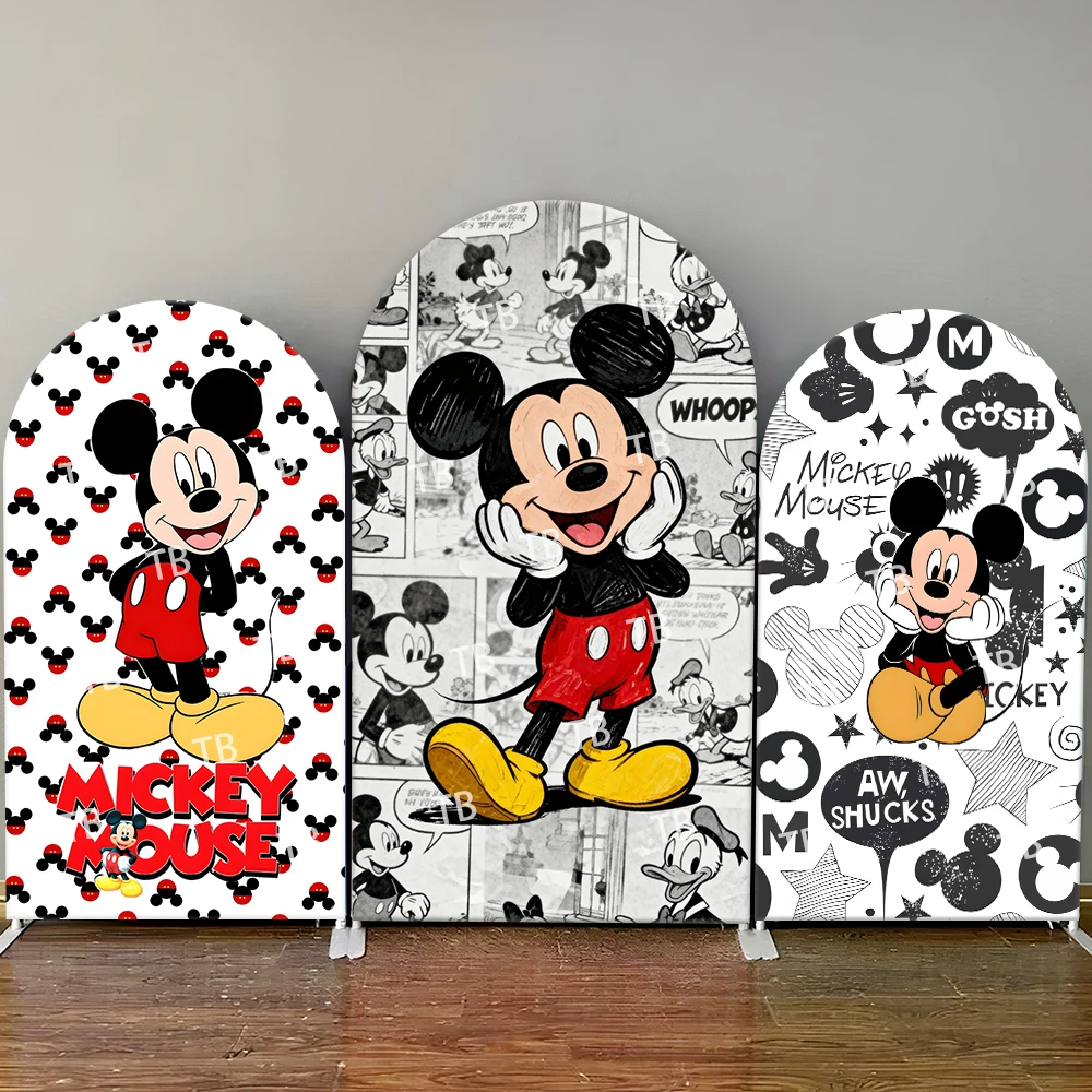 

Disney Mickey Mouse Arch Backdrop Cover Birthday Comic Style Party Photo Booth Props for Events & Home Decoration