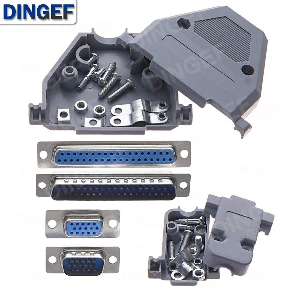 2Set DB9 Adapter Connector Core DB15 DB25 DB37 RS232 Serial COM Plug Connectors Hole/Pin Female Male Port Socket D Sub DP9