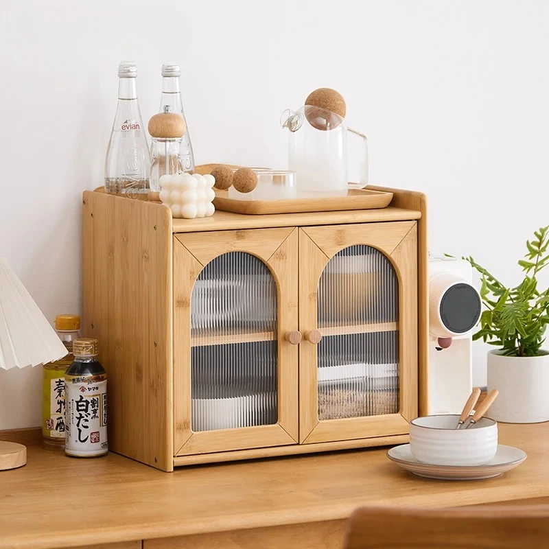 ‌Kitchen Storage Cabinet-Multi-Level Organizer for Cups & Utensils Space-Saving Shelf for Spices&Dishes Adjustable Display Stand