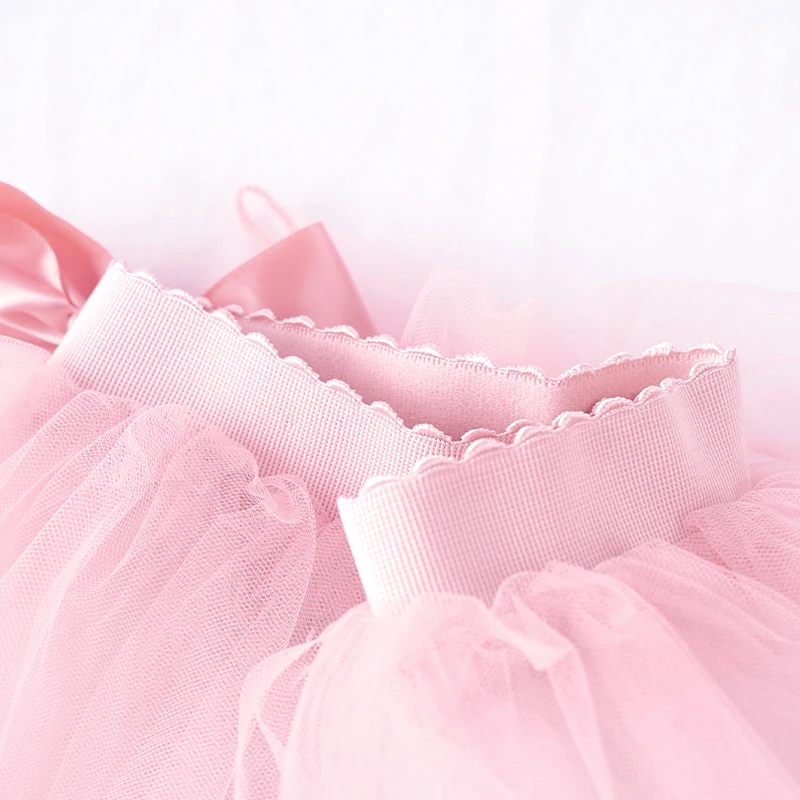 여아용 발레 투투 스커트, 부드러운 원사 얇은 명주 그물 스커트, 흰색 탄성 발레 레오타드 스커트, 푹신한 4 겹 핑크