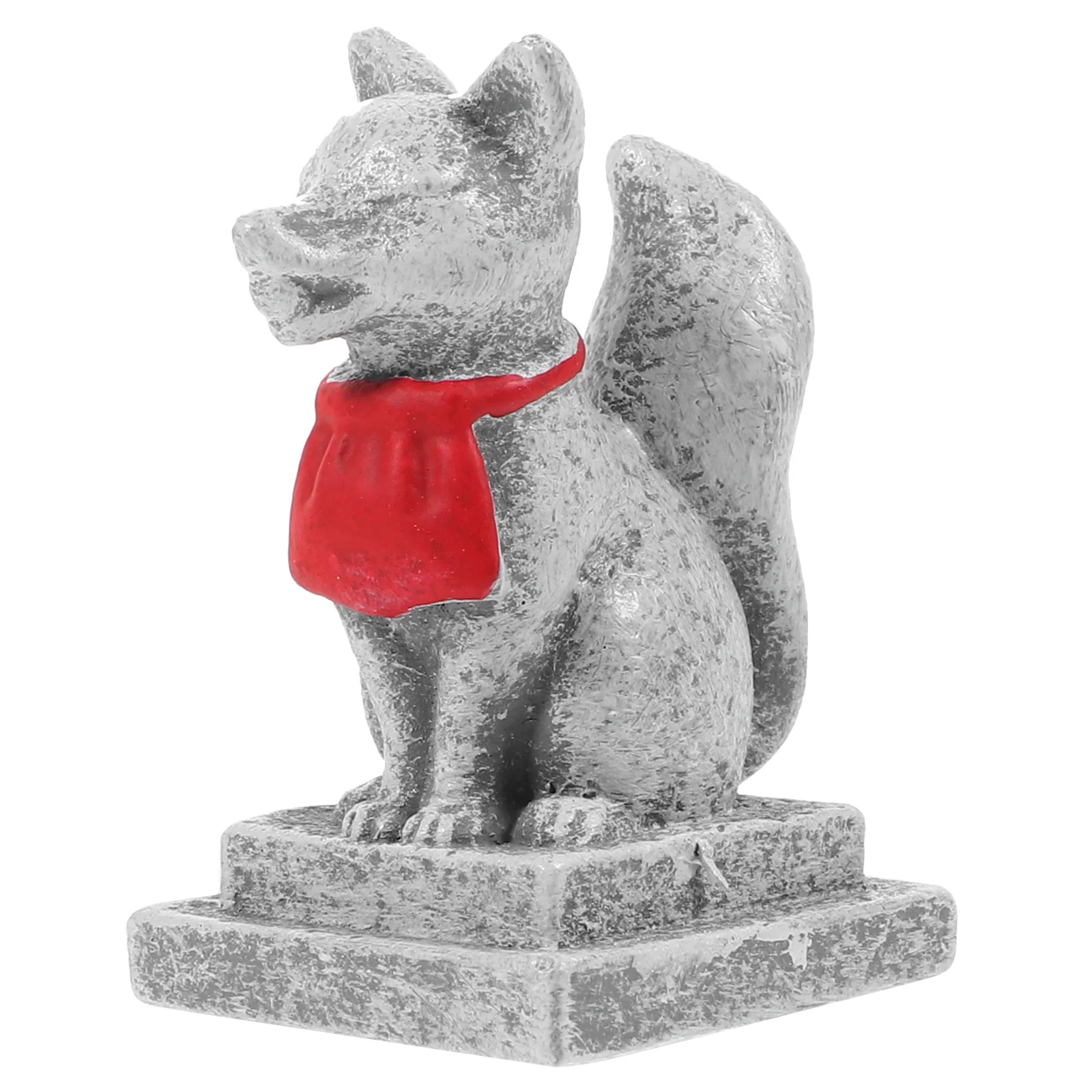 Inari Shrine Sacred Foxes Miniature Resin Japanese Fox Statue Kitsune Fox Cake Topper Fairy Garden Moss Landscape Diy Crafts