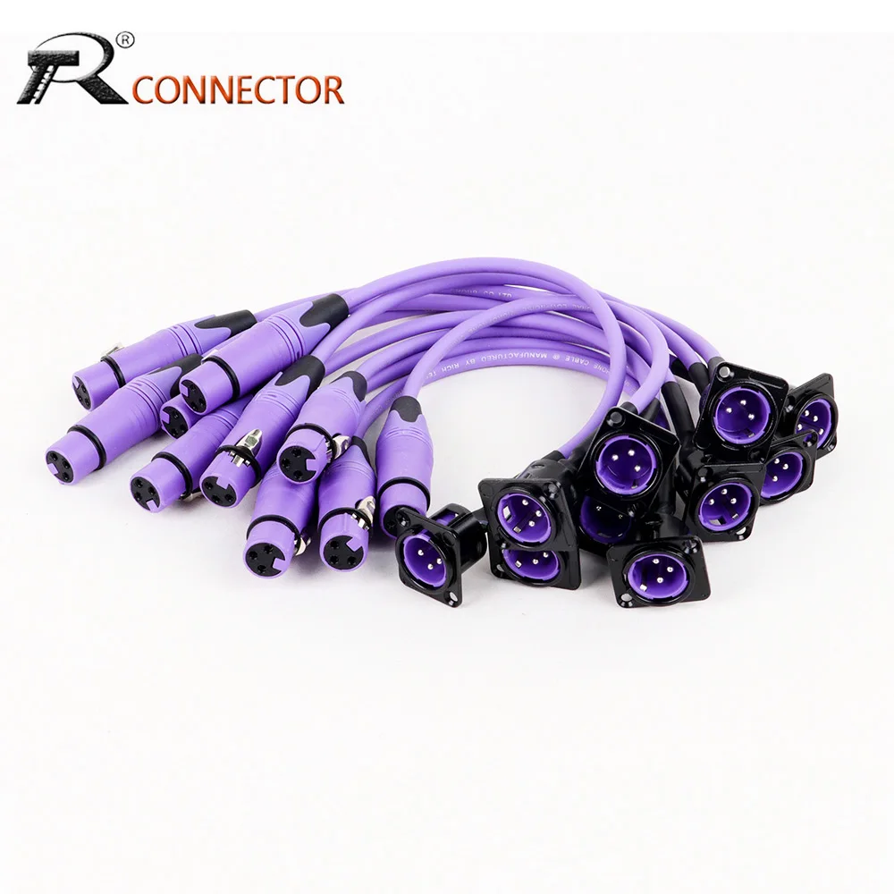 10pcs D-Type 3Pin XLR Male Panel Mount Socket to XLR Female Pass Through Cable,XLR Feed/Pass Thru Converter Compatible with MIC
