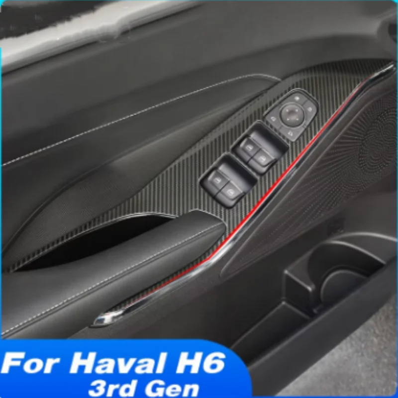 For Haval H6 3rd Gen 2021-2024 Interior Modify Accessories Glass Window Lift Switch Button Panel Cover Sticker Decoration Trim