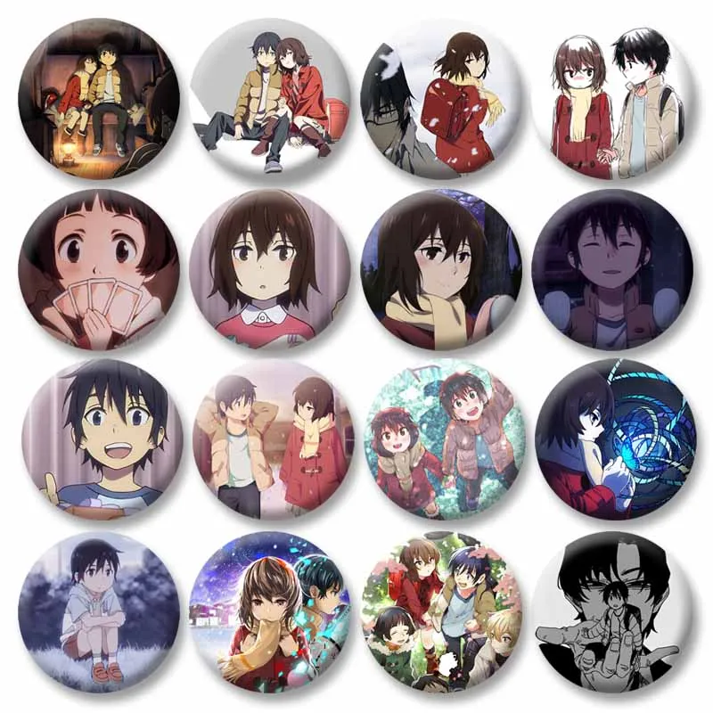 Japanese Anime Erased Round Brooch Badge Creative Cartoon Character Satoru Fujinuma Kayo Hinazuki Enamel Pin Clothes Accessories