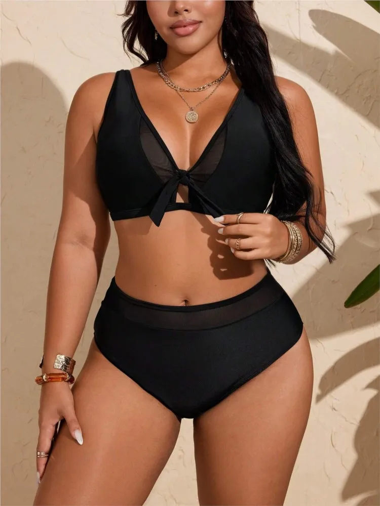 Plus Size High Waist Bikini Women's Push Up Large Size Swimsuit 2026 Summer Mujer Big Size Tummy Control Swimwear Bikini Sets