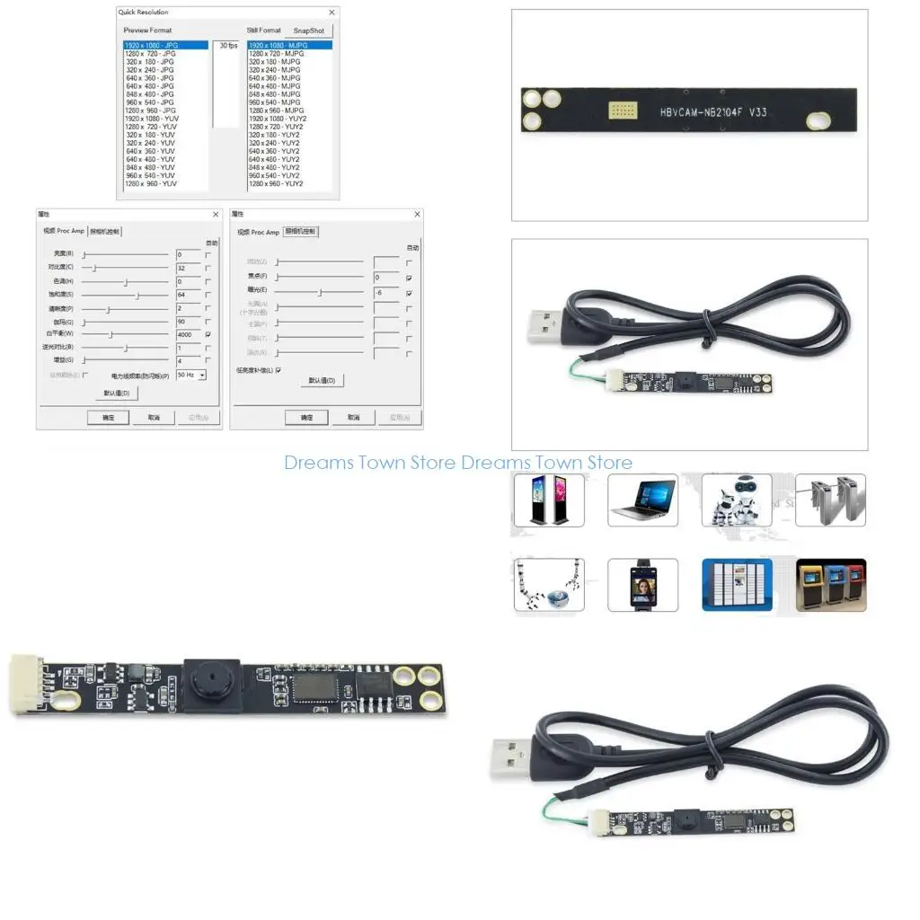 Módulo câmera HX6A OV2720 2MP 1080P Vista 73 graus MJPG YUY2 USB FreeDriver foco fixo para WinXP/7/8/10