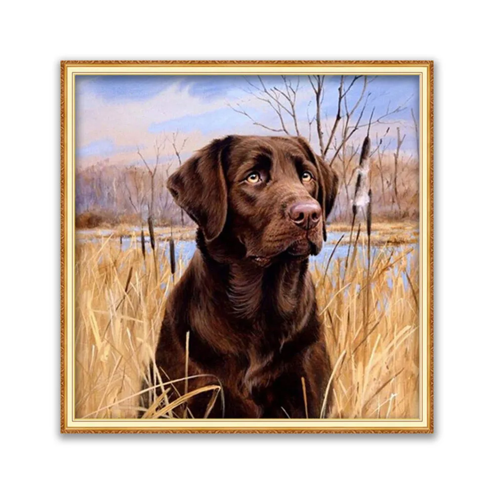 Animal Dog Labrador DIY Cross Stitch Embroidery 11CT Kits Craft Needlework Set Printed Canvas Cotton Thread Home Decoration New