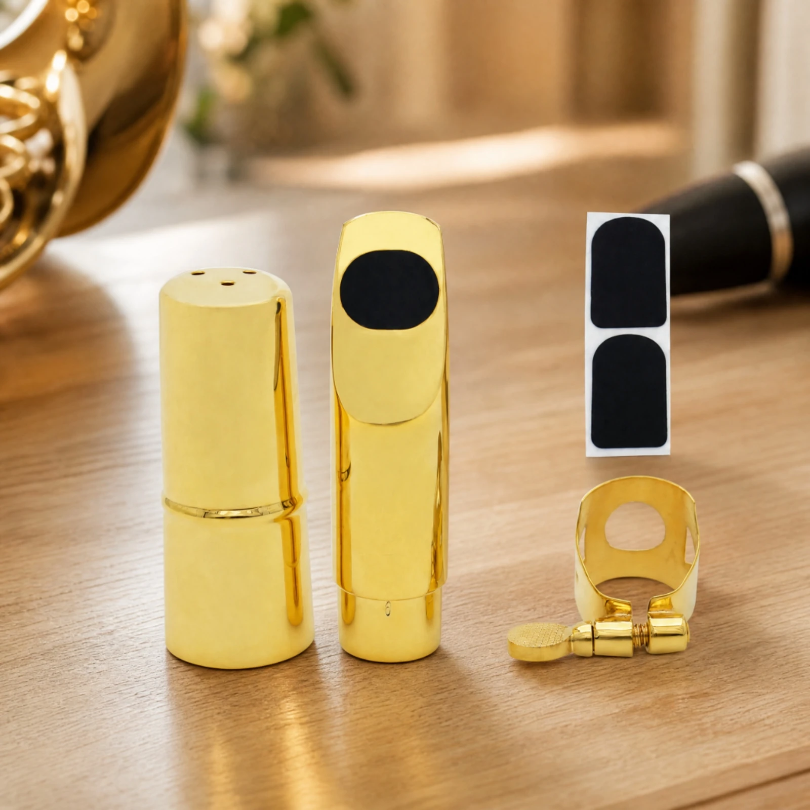 Soprano Sax Mouthpiece Replacement Soprano Sax Mouthpiece with Ligature and Cap Musical Instrument Accessory Practical Black