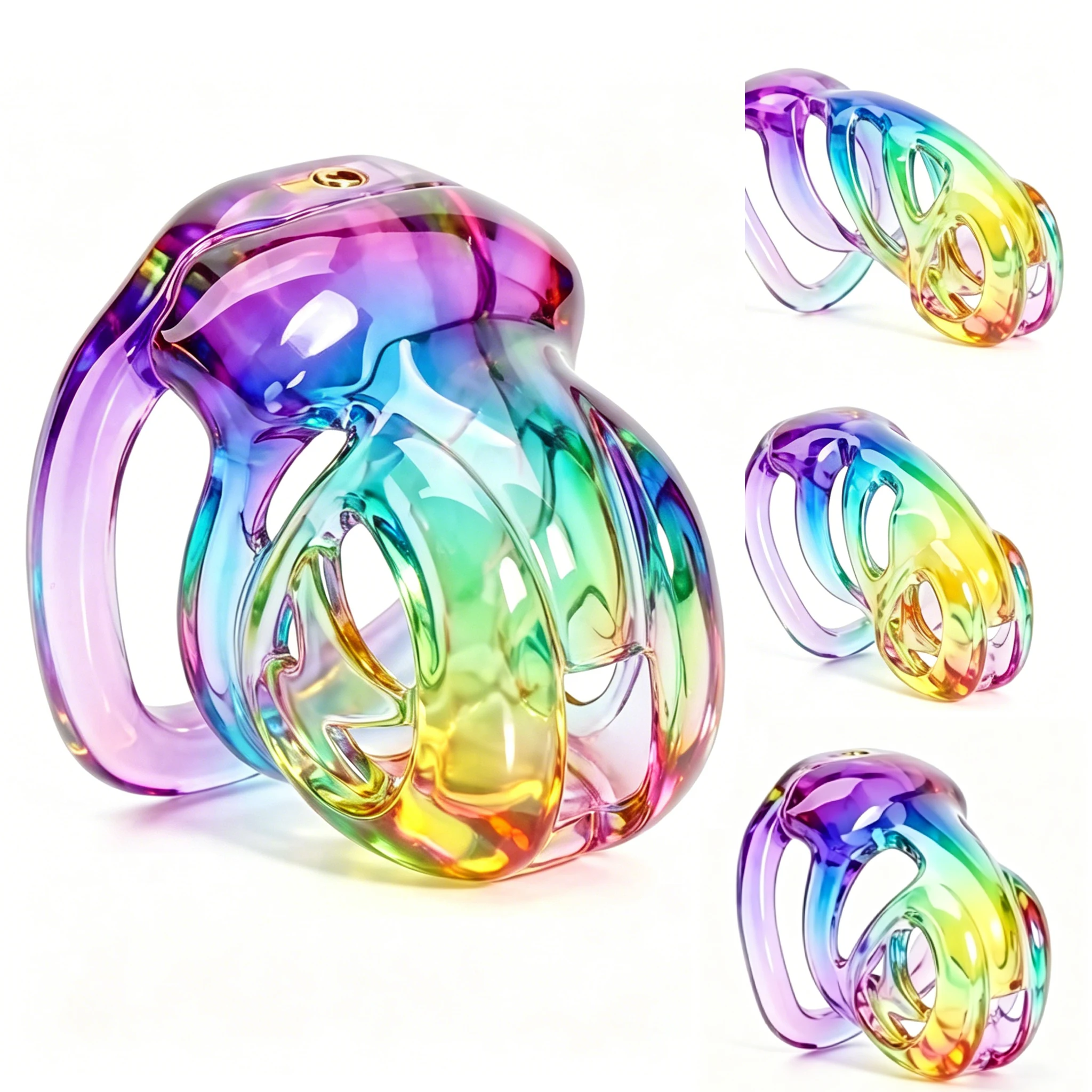 Male Chastity Cage Sissy Fetish Belt Invisible Chastity Lock Rings With 4 Sizes Cock Cage Bondage Device Sex Toys For Men Adults