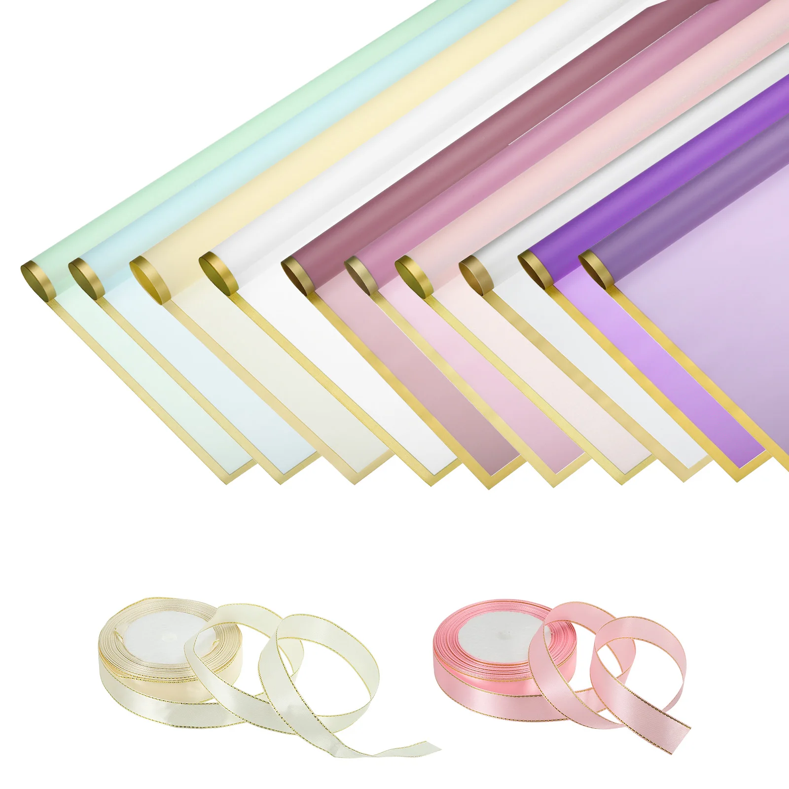 

20Pcs Flower Wrapping Paper 22"x22" with Ribbon for Gift Packaging Colorful 10