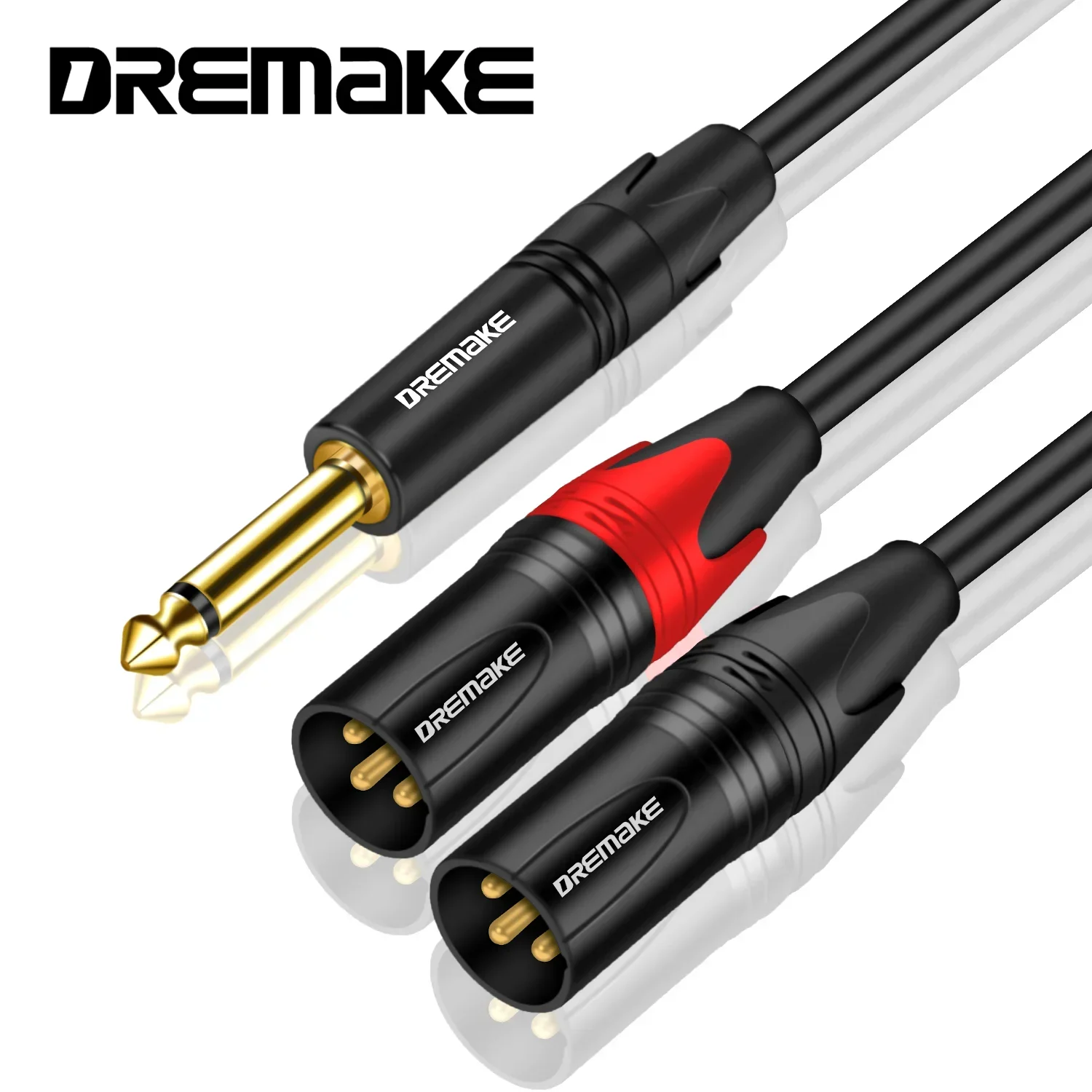 DREMAKE kabel Audio TS do XLR y-splitter 6.5mm TS męski na 2 XLR do kabli mikrofonowych Jack M-F wtyczka aluminiowa metalowa obudowa