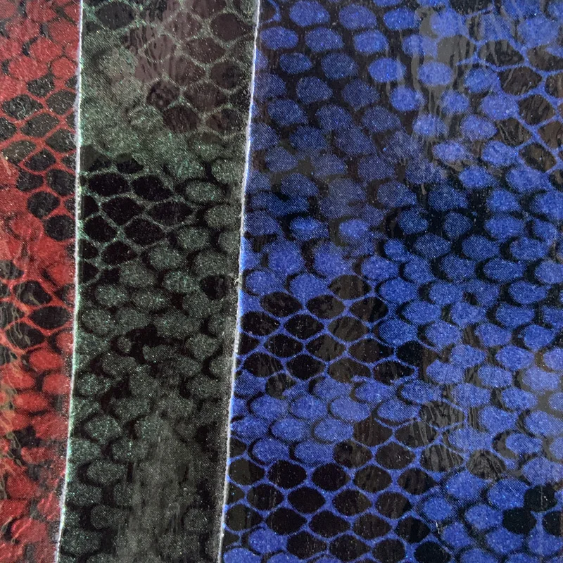 

Sparkle Glossy Faux Snake PU Synthetic Leather Materials