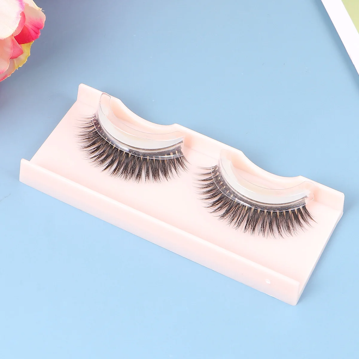 Pestañas postizas 3D, pestañas rizadas largas naturales gruesas reutilizables, tira autoadhesiva incluida para uso durante todo el día, estilo de extensión de maquillaje