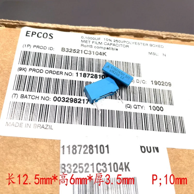 10pcs EPCOS Siemens MKP 104 100nf 0.1uf 250v safety capacitor B32521C3104K