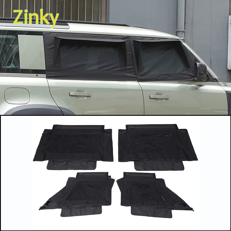 

Car Window Sun Protection Insect Waterproof Net Zipable Privacy-protected Camping Cover for Land Rover Defender 90 110 130 2020+