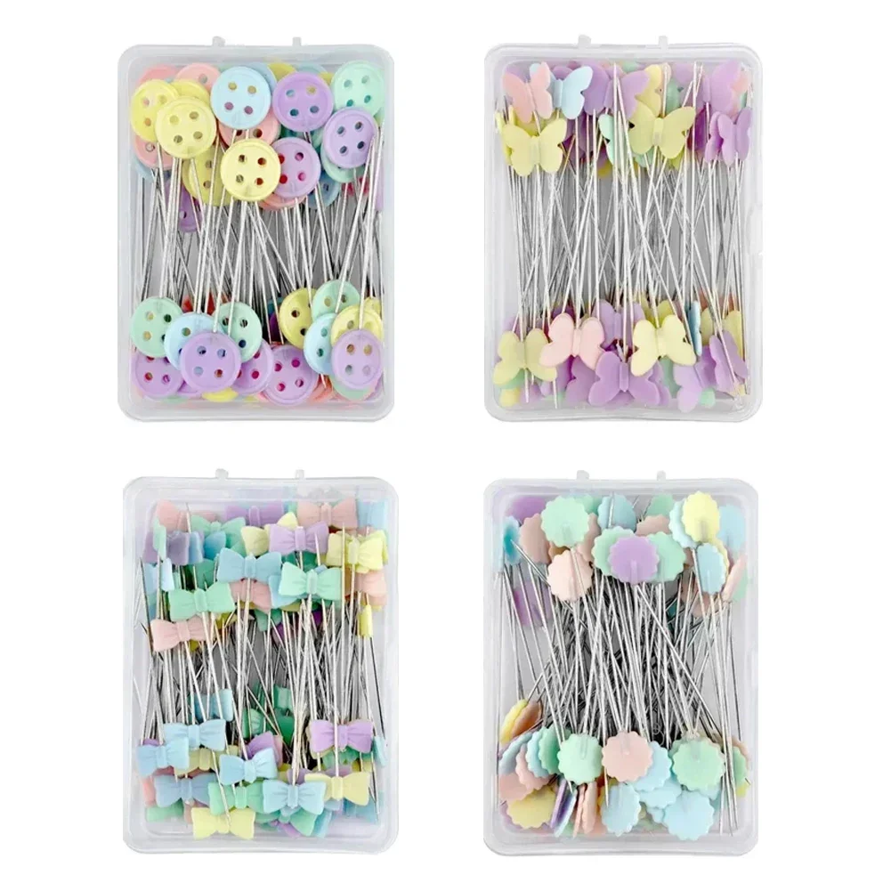 100Pcs Dressmaking Pins Sewing Embroidery Patchwork Tools Positioning Needle Fixed Metal Button Pins DIY Sewing Accessories