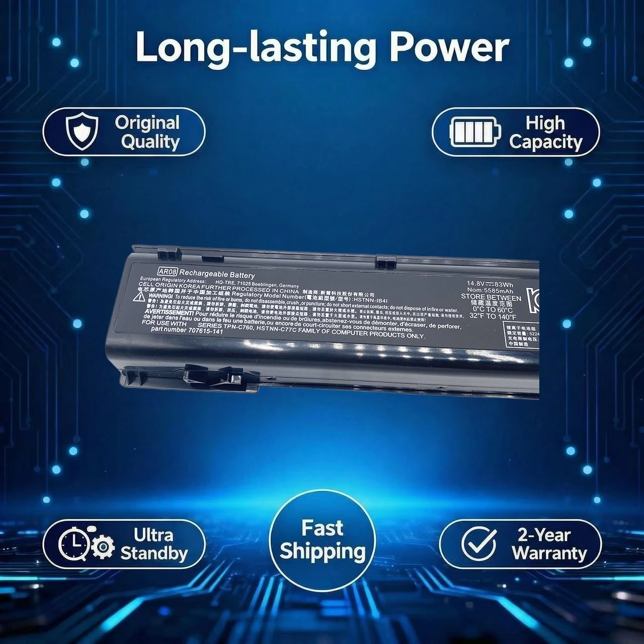 New Original AR08 708455-001 Laptop battery For HP ZBook 15 17 G1 G2 Mobile 729BJC321015 HSTNN-DB4H IB4H IB4I AR08XL 707615-121
