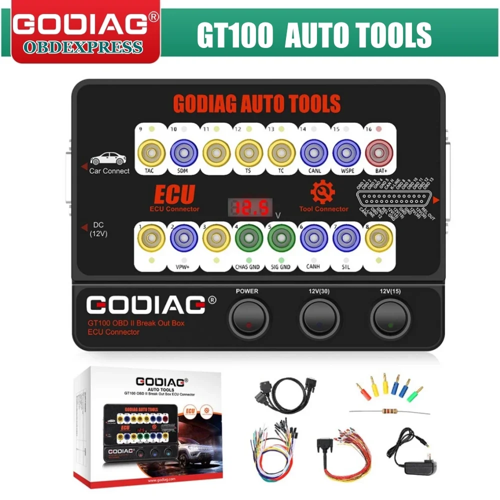 GODIAG GT100 OBDII 16PIN Protocol Detector Breakout ECU Connector OBDII BreakOut Box