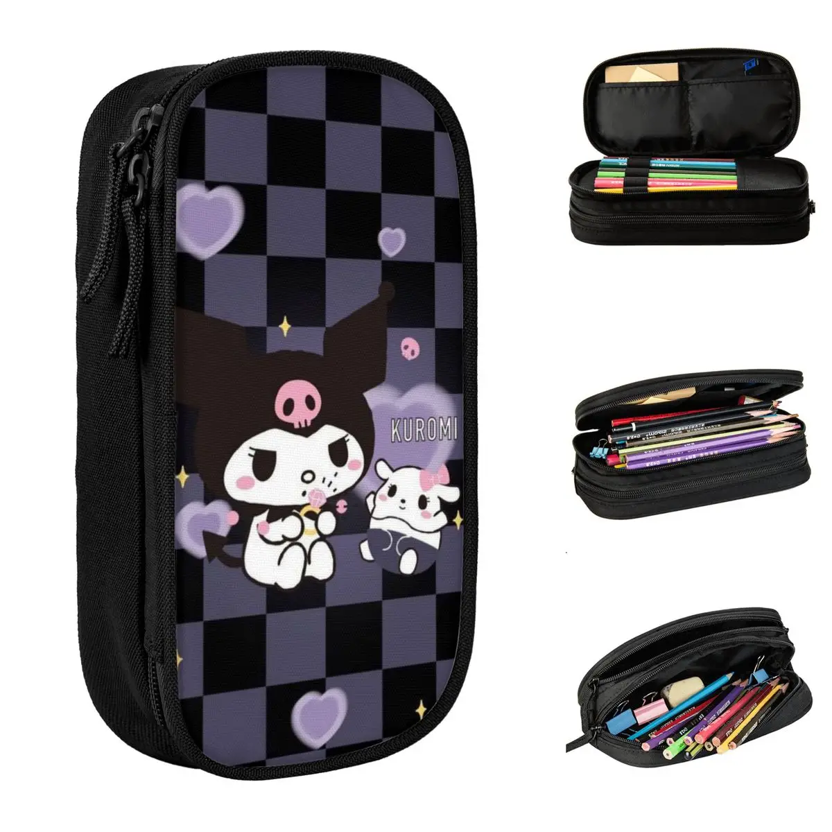 

Забавный карандаш Hello Kitty Kuromi, чехол для карандашей, ручка для студентов, большие сумки для хранения, офисные подарки, канцелярские принадлежности
