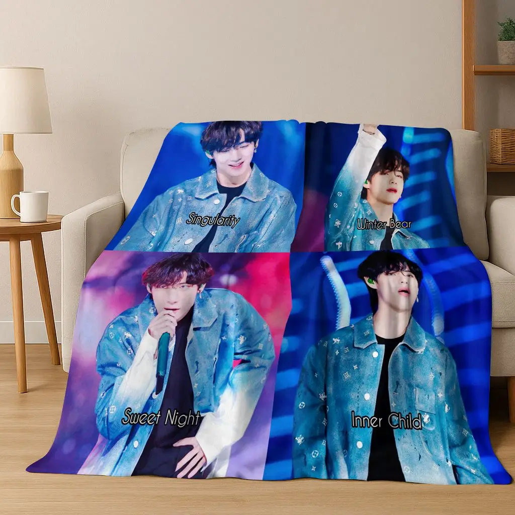Kpop Kim Tae Hyung V Min Yoon Gi,SUGA, Agust D بطانية من الفلانيل بطانية دافئة ناعمة لغرفة النوم وغرفة المعيشة والسرير والسفر والنزهة هدية #1