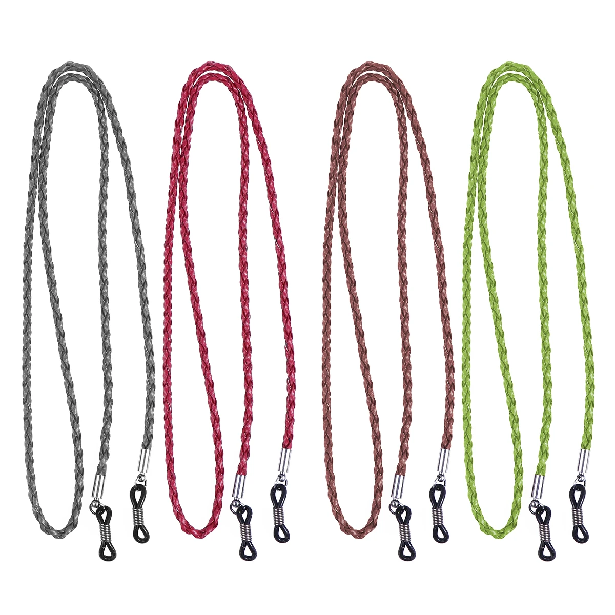 

4pcs NonSlip GlassesRope NeckStrap 70cm AdjustableRubberGrips SteelCoils EyewearRetainer SunglassesLanyard FitsMost