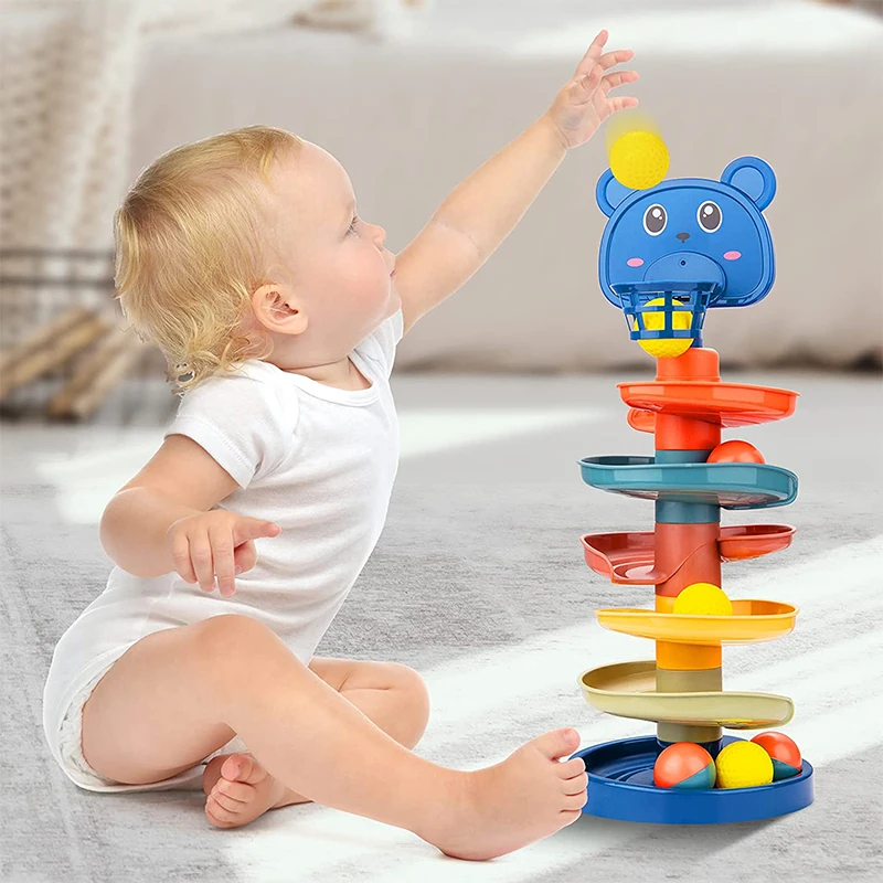 Baby Developmental Toys Montessori Track Sliding Ball Stacking Cups Baby Games Toys Motor Skills Toys For Babies 1 2 3 Years