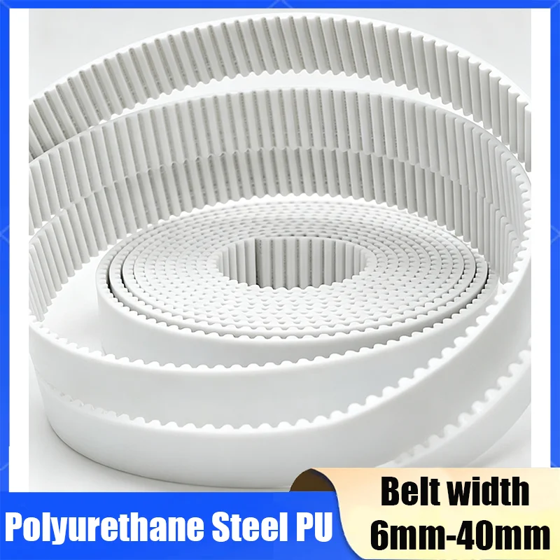 1/5/10Meter HTD 2GT 3M 5M 8M S2M S3M S5M S8M Polyurethane Steel PU Belt White Open Timing Belt Belt Width 6/10/15/20/25/30/40mm