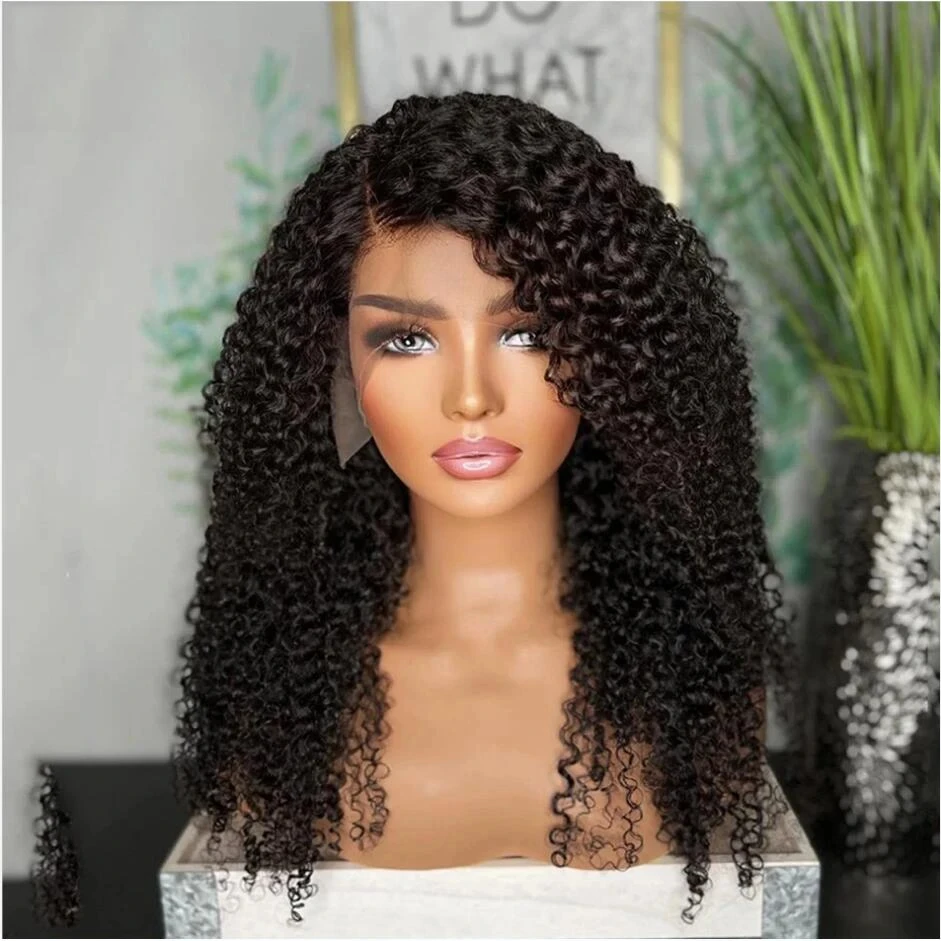 Long Soft 26‘’  Black Kinky Curly Density180  Babyhair For Black Women Lace Front Wig Heat Resistant Preplucked Glueless  Daily