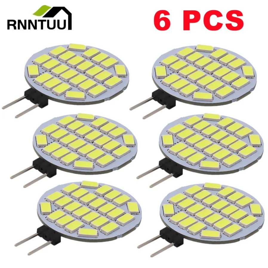 

6 PCS 12V 24V AC G4 LED Lamps 3W RV Lighting Replaces 25W Halogen Bulb 350LM 24leds 5730smd No Flicker Range Hood Boat Light