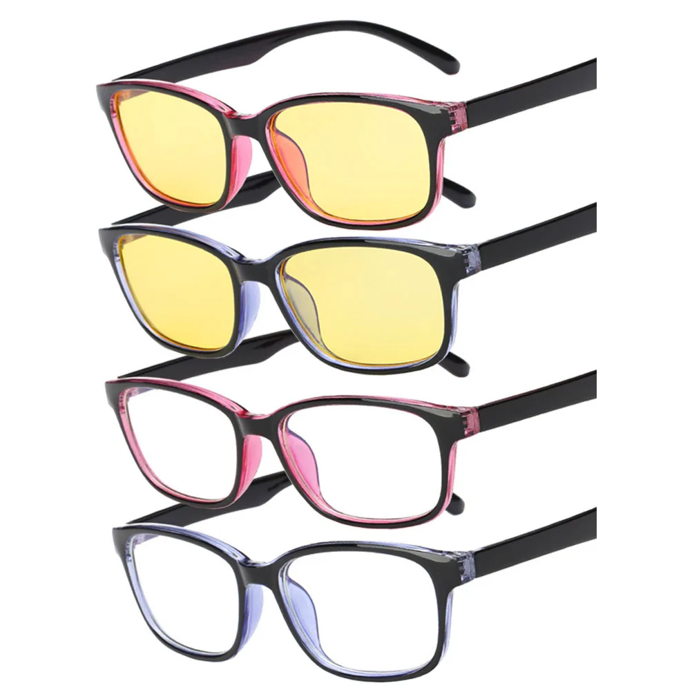 4 قطع نظارات مضادة للضوء الأزرق، 4 أنماط، عدسات شفافة صفراء، إطار كمبيوتر خفيف الوزن لحماية الكمبيوتر للجنسين #4
