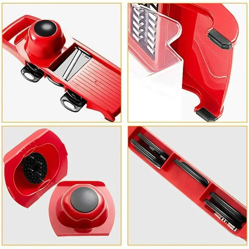 Pemotong Sayur Multifungsi Pisau Baja Mandoline Pengiris Kentang Pengupas Wortel Parutan Keju Alat Pengiris Sayuran