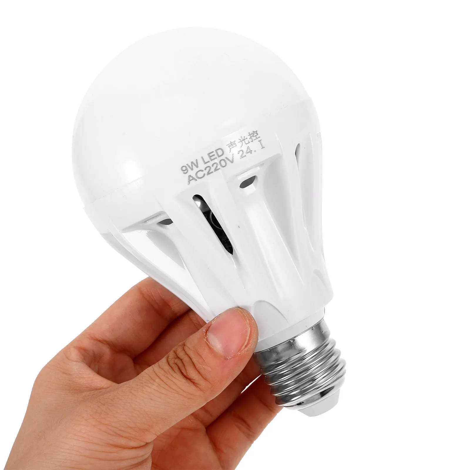 Voice Controlled LED Bulb E27 Sound Activated Auto On Off Night Light for Stairs Hallway Porch Garage