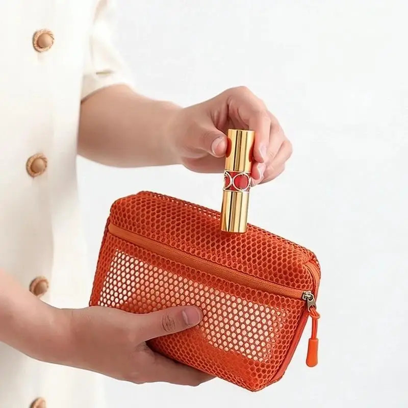 Nylon Mesh Storage Bag Breathable Fabric Durable Zipper For Travel Toiletries Home Organization Daily Use
