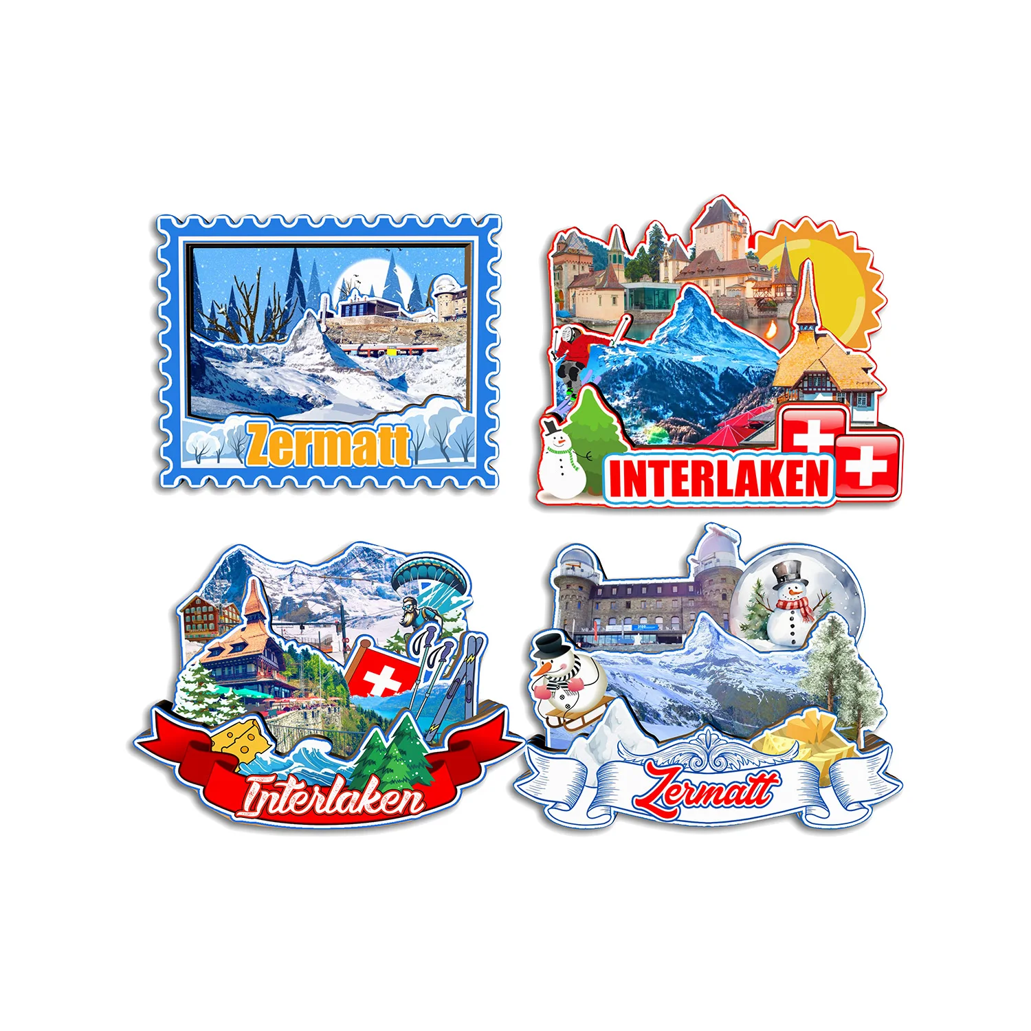 

Interlaken Zermatt SWITZERLAND Fridge Magnet Travel Souvenir Gift Handmade Decorative Refrigerator Sticker Home