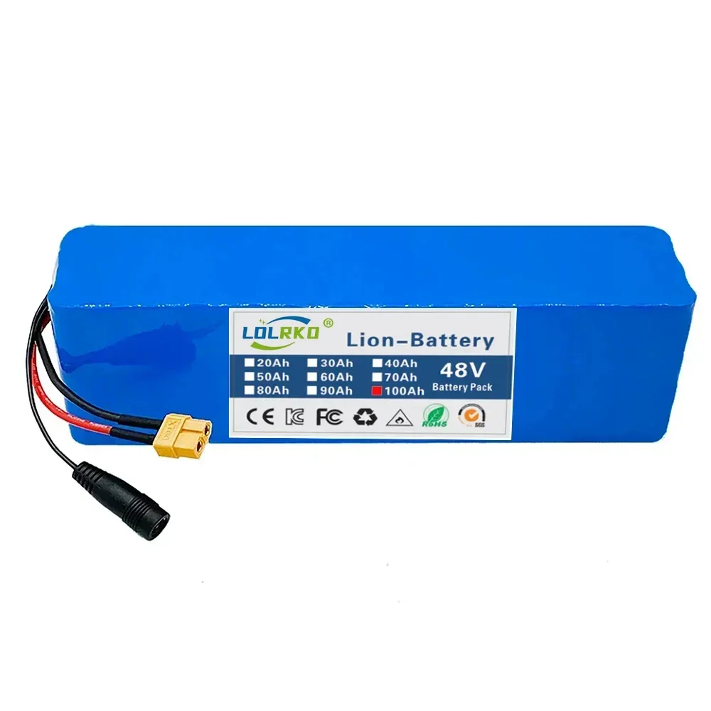 13S3P 48V  100Ah lithium-ion battery pack with 1000W BMS, suitable for 54.6V electric bicycles, scooters, and chargers