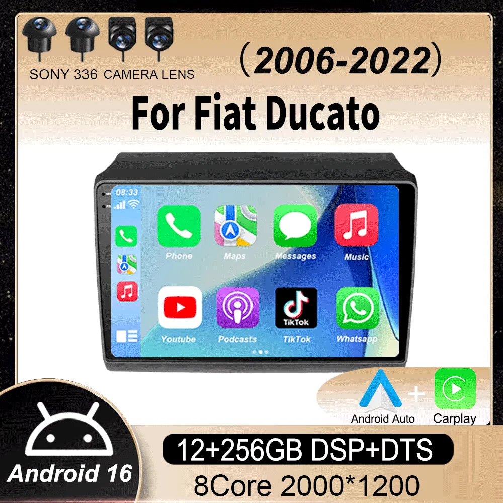 Android 16 for Fiat Ducato 2006 - 2022 Citroen Jumper Peugeot Boxer 2011 - 2015 Car Radio Multimedia Stereo Carplay Autoradio