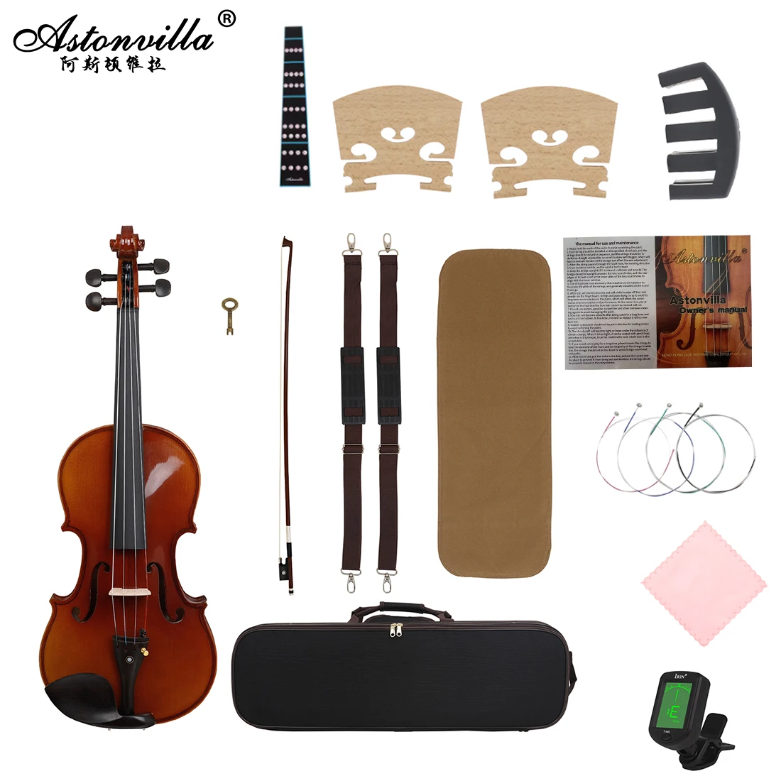 

Astonvilla 4/4 Violin Series Set AV-306 Deep Red Made of Maple Violin Stringed Instrument Accessories Suit for Performance