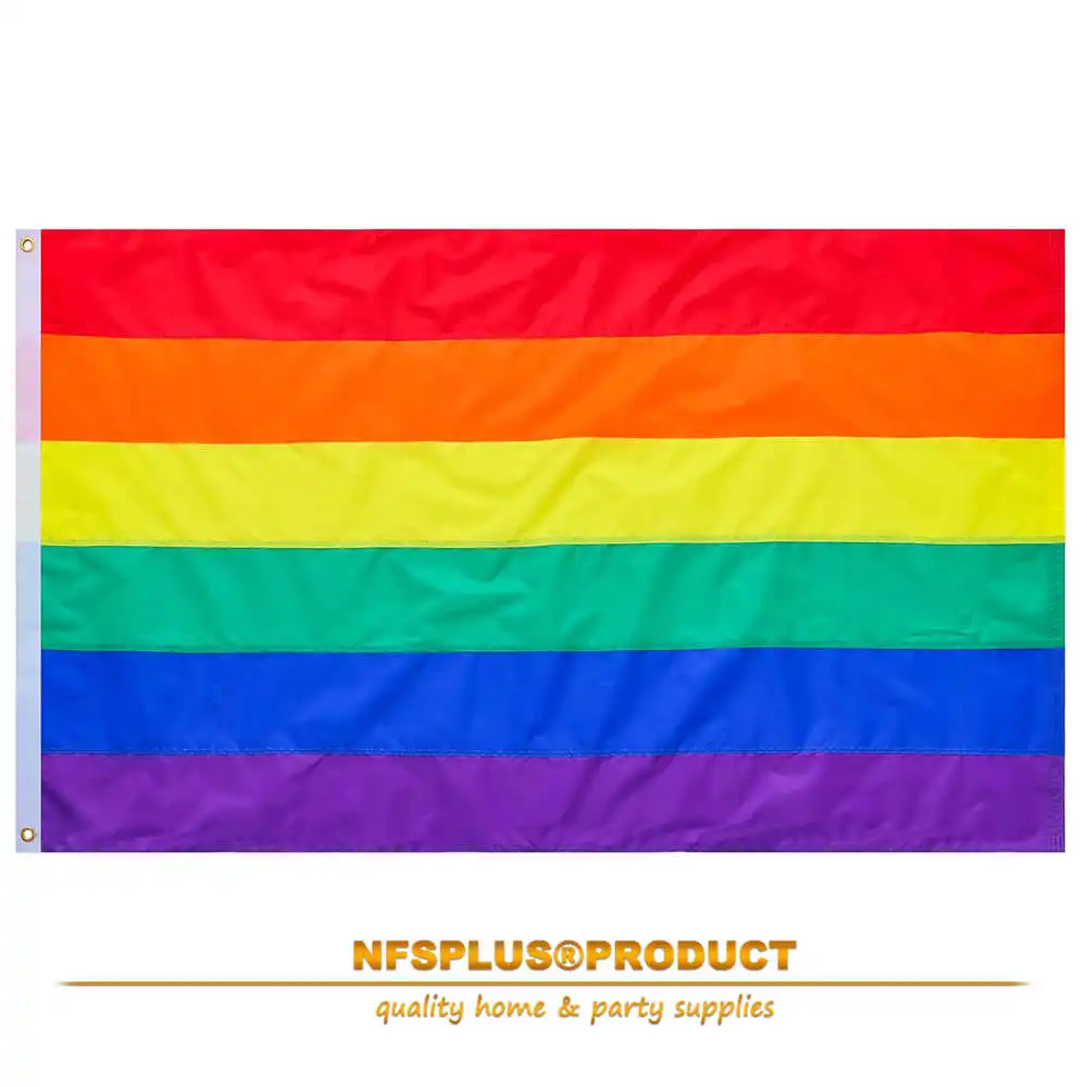 Stitched Rainbow Flag LGBTQ Pride Banner 3x5 Ft Heavy-Duty Waterproof Oxford Brass Grommets For Home Party Decoration Parades