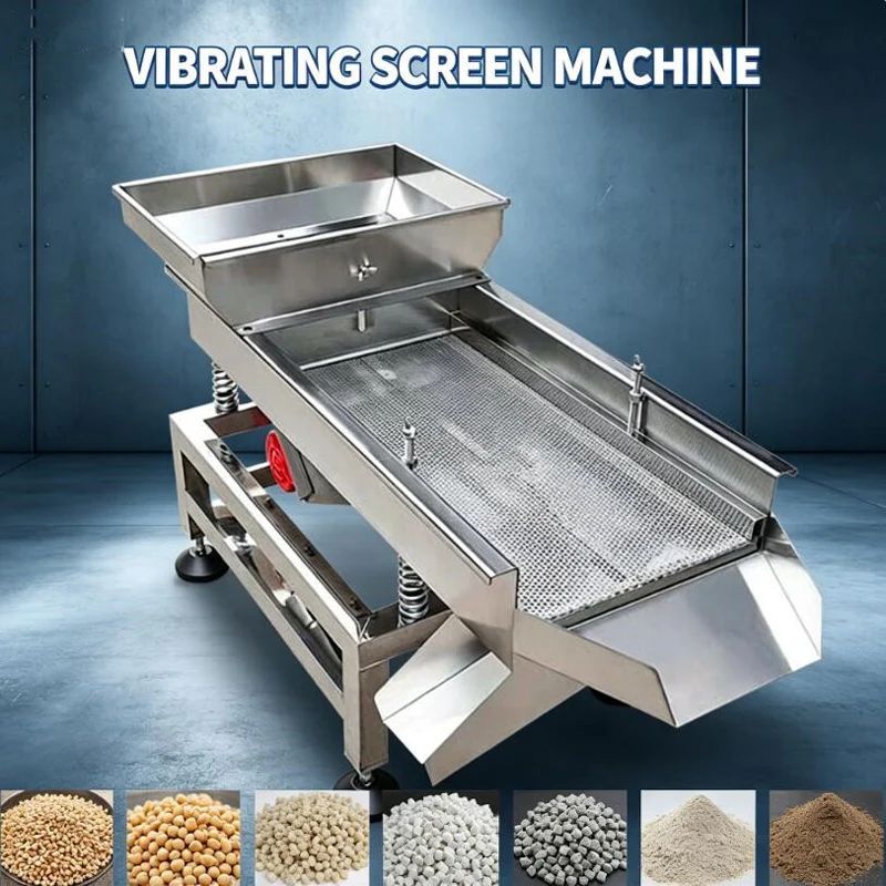 Electric Linear Vibrating Screen Machine Stainless Steel For Grain Powder Seafood Tea Melon Seed Sorting Separator