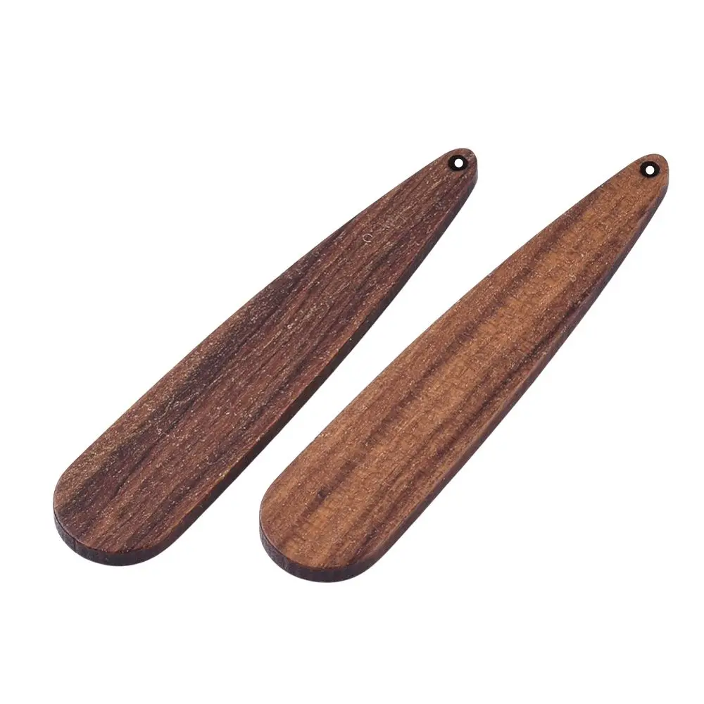 50Pcs Brown Walnut Wood Pendants Geometric Unfinished Wooden Charms Teardrop Clover Leaf Pendant for Necklace Earrings DIY Jewel