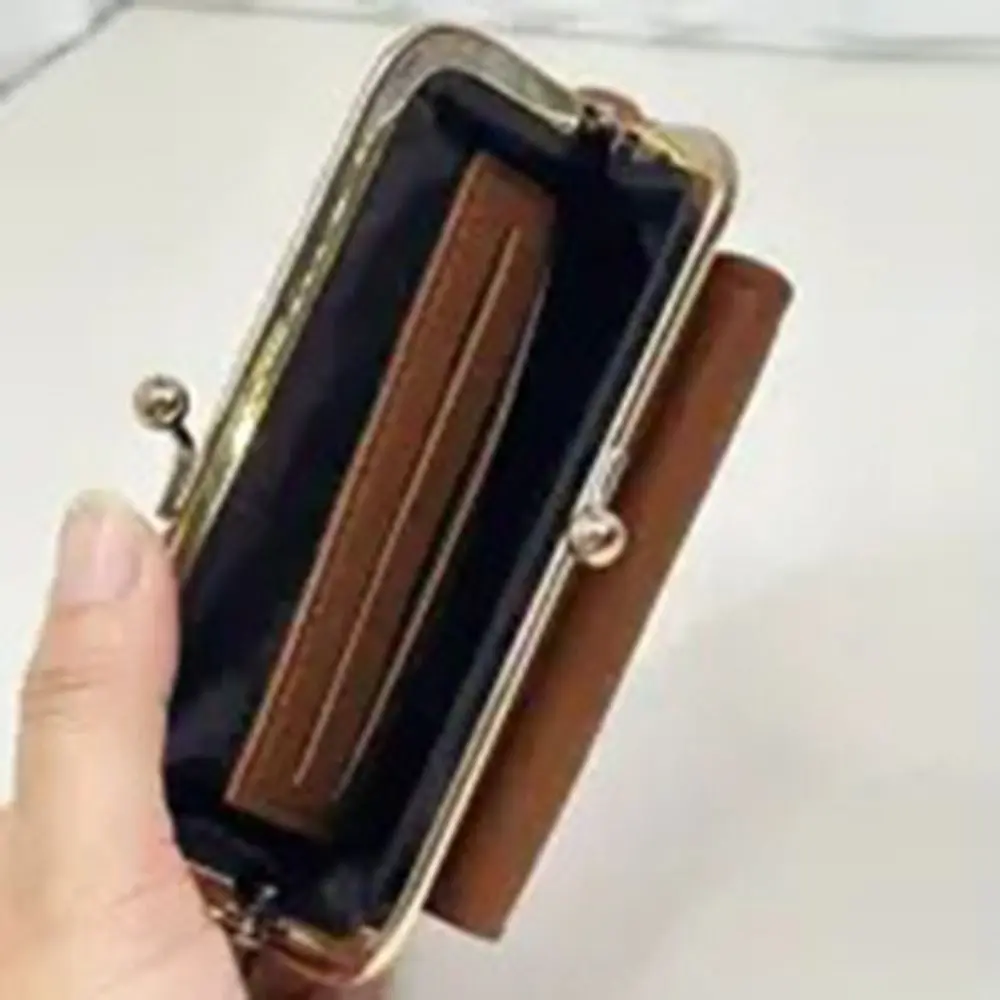 Lychee Pattern Mini Lock Clip Coin Purse PU Leather Keys/Lipsticks/Earphone Kiss Lock Leather Wallet Storage Retro