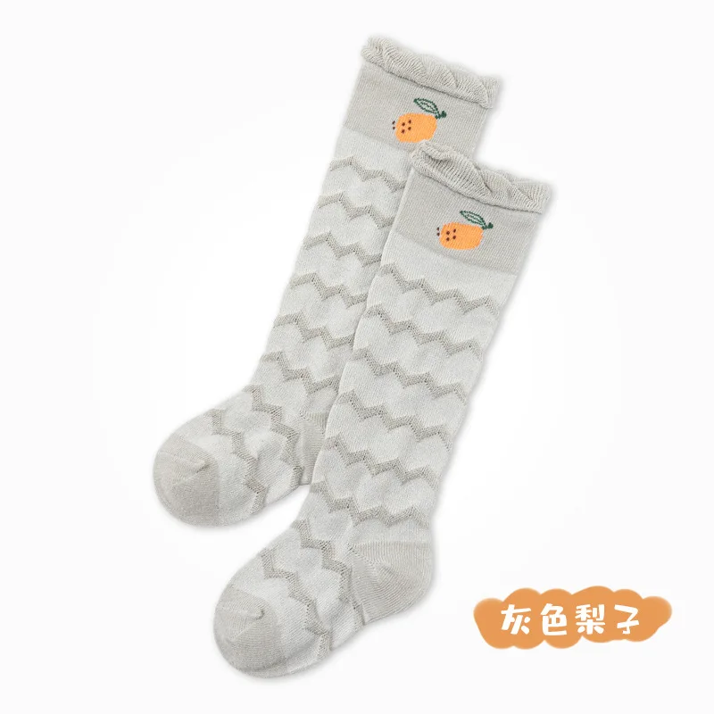 Chaussettes hautes en maille fine pour bébé et enfant, lot de 3 paires, chaussettes longues anti-moustiques, fruits de dessin animé, printemps et été