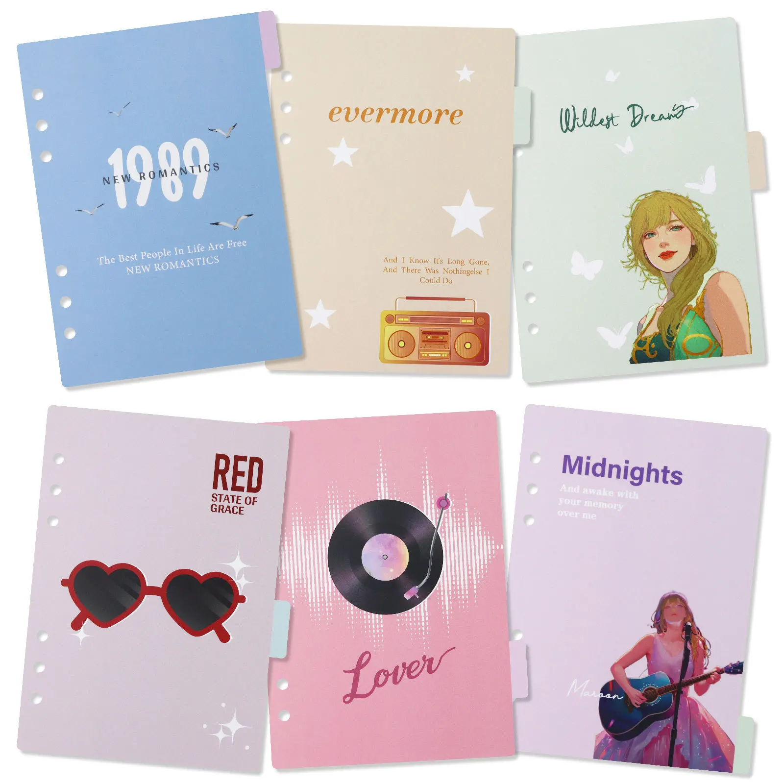 A5 A6 Colorful Separation Page Color Index Loose Leaf Manual Account Replacement Separation Page Management Index