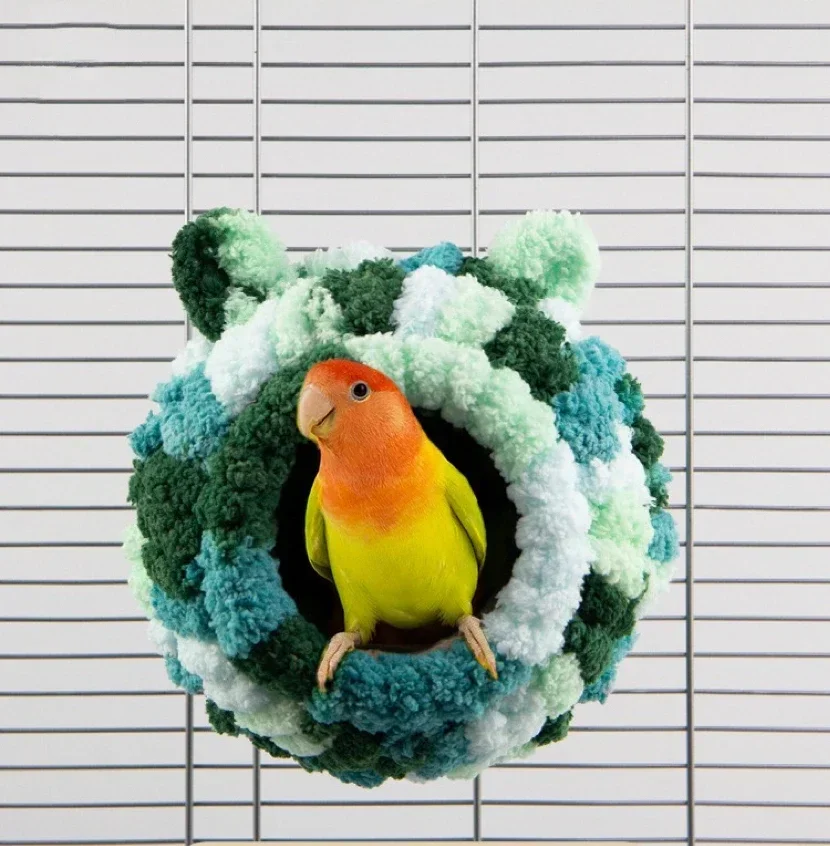 새장 Warm Bird Nest Winter House Hanging Hammock Cage Accessories Plush Hideaway for Parrot Hummingbird Decoration Bird Cages