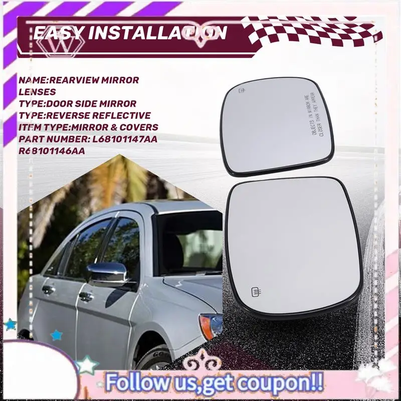 

Easy To Use L+R Rearview Mirror Lenses Exterior Door Side Mirror For Chrysler 200 300 2011-2021 68101147 68101146