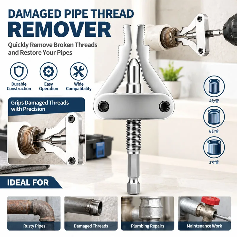 Water Pipe Thread Breakage Extractor, Multifunctional Pipe Thread Breakage Remover, Household Faucet Damaged Tap Repair Tool.