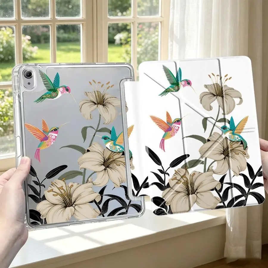 Hummingbirds Tablet Case For iPad Pro 13 2025 2026 12th 10th Gen Air 8 M2 M3 3 11th 9th Mini 7 6 5 With Pen Slot Cover